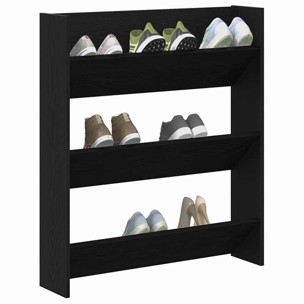 Vidaxl schoenenkast met plank zwart eiken 80 x 18 x 90 cm bewerkt hout