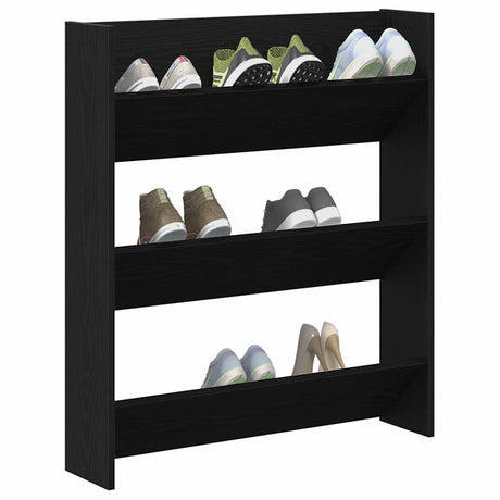 Vidaxl schoenenkast met plank zwart eiken 80 x 18 x 90 cm bewerkt hout