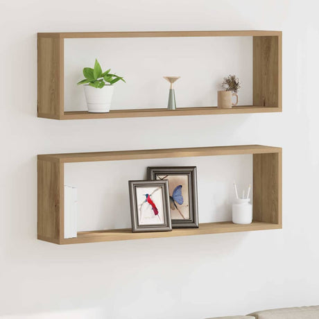 Vidaxl wandschappen 2 st ambachtelijk eiken 80 x 15 x 26 cm