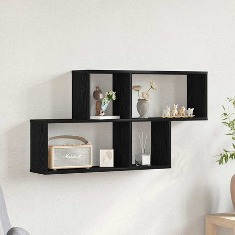 Vidaxl wandplank muurmontage zwart eiken 76 x 15 x 53 cm bewerkt hout