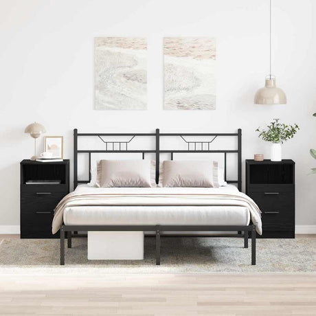 Vidaxl nachtkastje 2 st zwart eiken 40 x 36 x 65 cm bewerkt hout