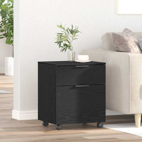 Vidaxl bestandenkast met lade zwart eiken 45 x 38 x 54 cm bewerkt hout