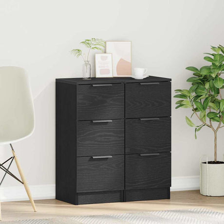Vidaxl dressoir 2 st zwart eiken 30 x 30 x 70 cm bewerkt hout