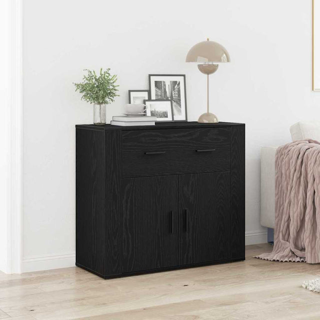 Vidaxl dressoir zwart eiken 80 x 33 x 70 cm bewerkt hout