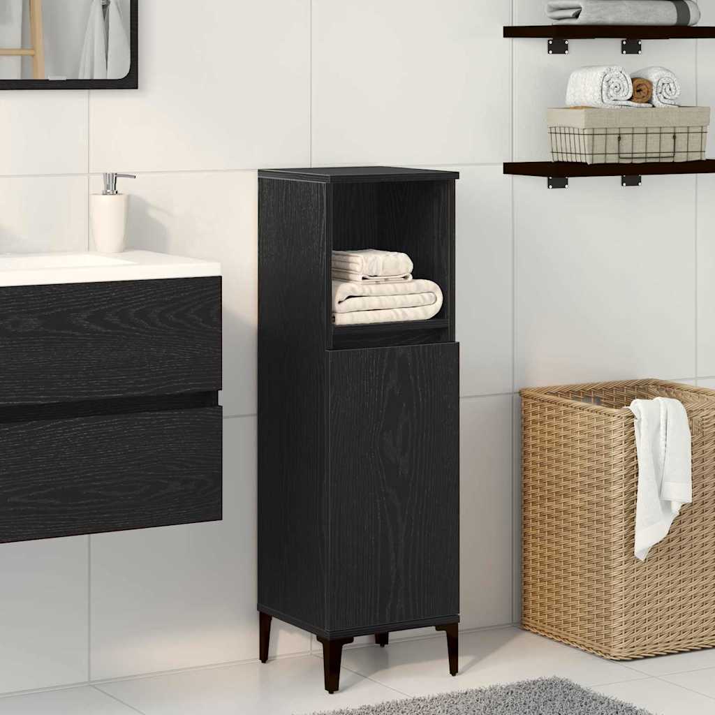 Vidaxl badkamer kast zwart eiken 30 x 30 x 100 cm bewerkt hout