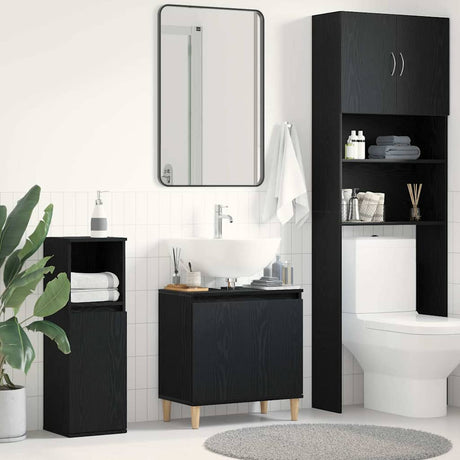 Vidaxl badkamertenk te kast zwart eiken 58 x 33 x 60 cm bewerkt hout