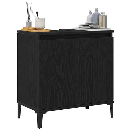Vidaxl badkamertenk te kast zwart eiken 58 x 33 x 60 cm bewerkt hout