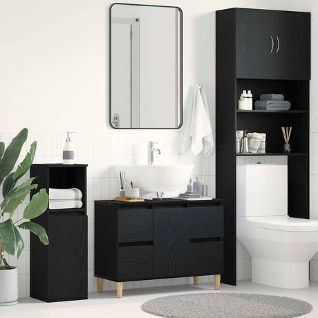 Vidaxl badkamertenk te kast zwart eiken 80 x 33 x 60 cm bewerkt hout