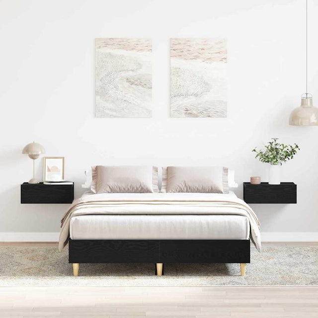 Vidaxl bedframe zwart eiken 203 x 123 x 25 cm bewerkt hout