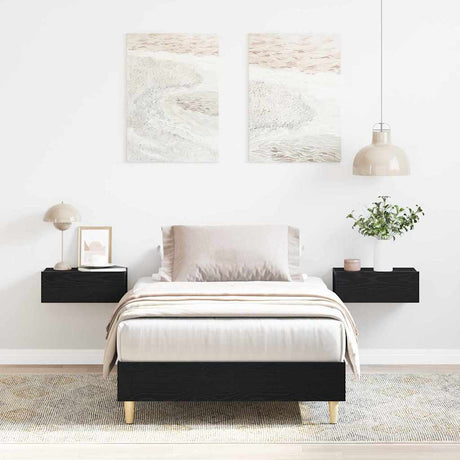 Vidaxl bedframe zwart eiken 203 x 101 x 25 cm bewerkt hout