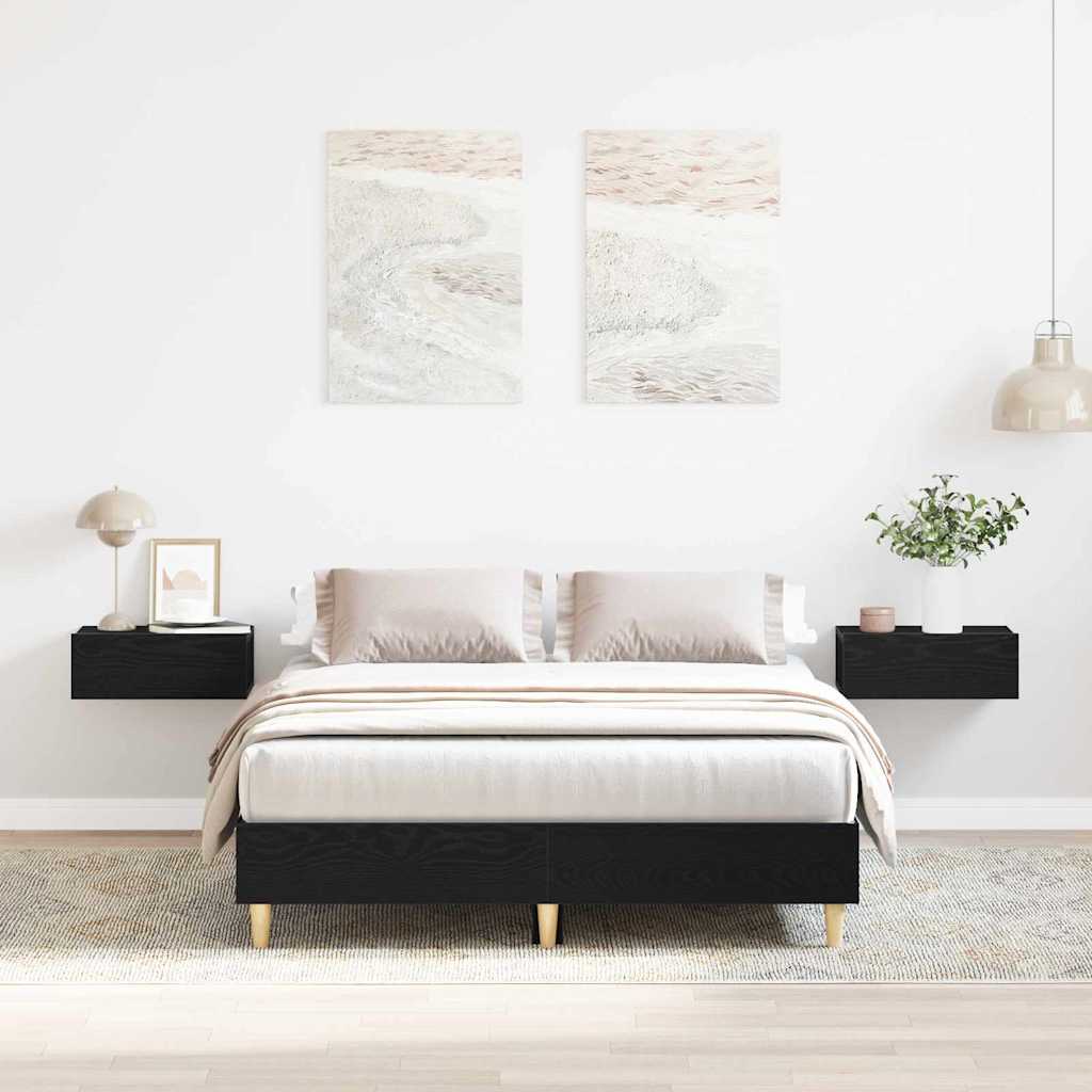 Vidaxl bedframe zwart eiken 193 x 123 x 25 cm bewerkt hout