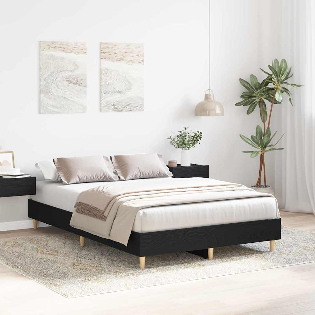 Vidaxl bedframe zwart eiken 193 x 123 x 25 cm bewerkt hout