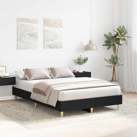 Vidaxl bedframe zwart eiken 193 x 123 x 25 cm bewerkt hout