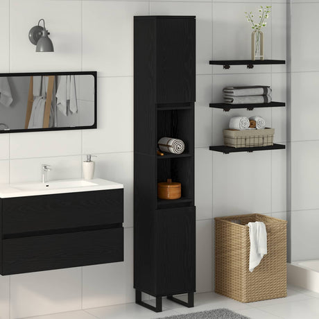 Vidaxl badkamer kast zwart eiken 30 x 30 x 190 cm bewerkt hout