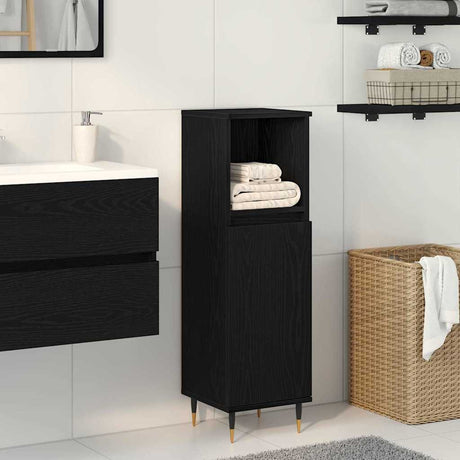 Vidaxl badkamer kast zwart eiken 30 x 30 x 100 cm bewerkt hout