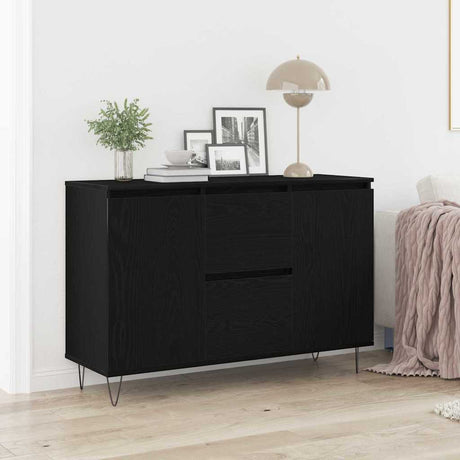 Vidaxl dressoir zwart eiken 101,5 x 35 x 70 cm bewerkt hout