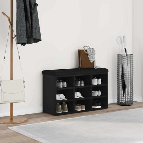 Vidaxl schoenenbank zwart 82 x 32 x 50 cm bewerkt hout