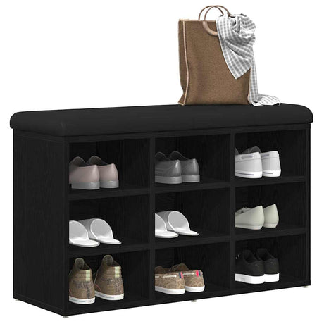 Vidaxl schoenenbank zwart 82 x 32 x 50 cm bewerkt hout