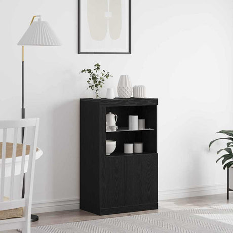 Vidaxl led sideboard 60,5 x 37 x 100 cm bewerkt hout zwart eiken