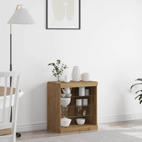 Vidaxl led sideboard artisan eiken 60,5 x 37 x 67 cm bewerkt hout