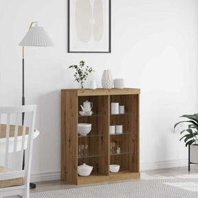 Vidaxl led sideboard artisanaal eiken 81 x 37 x 100 cm bewerkt hout