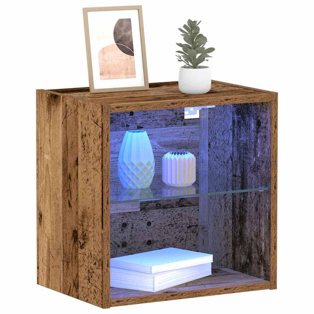 Vidaxl wandplank met led-verlichting 2 st bruin 40 x 28,5 x 40 cm