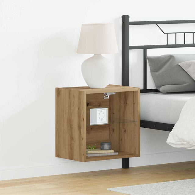 Vidaxl wandplank met led-verlichting 2 st bruin 40 x 28,5 x 40 cm