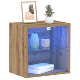 Vidaxl wandplank met led-verlichting 2 st bruin 40 x 28,5 x 40 cm