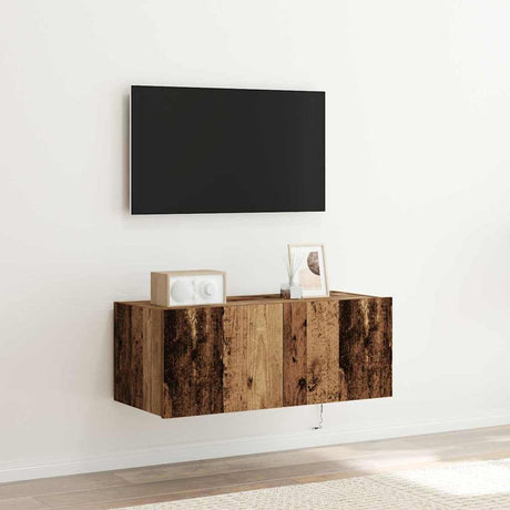 Vidaxl tv wandkast 80 x 35 x 31 cm oudhout bewerkt hout