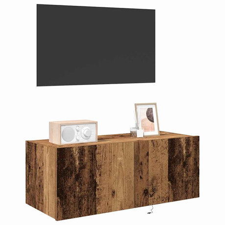 Vidaxl tv wandkast 80 x 35 x 31 cm oudhout bewerkt hout