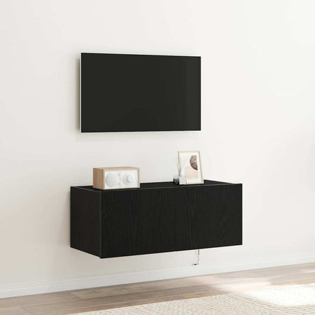 Vidaxl tv wandkast 80 x 35 x 31 cm zwart eiken bewerkt hout