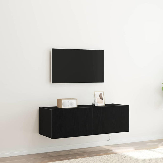 Vidaxl tv wandkast 2 st zwart eiken bewerkt hout