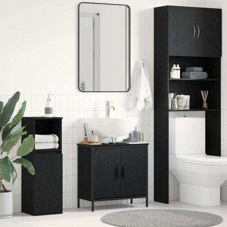 Vidaxl badkamer wastafelkast zwart eiken 60 x 30 x 60 cm bewerkt hout