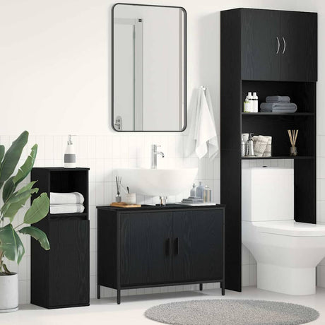 Vidaxl badkamer wastafelkast zwart eiken 80 x 30 x 60 cm bewerkt hout