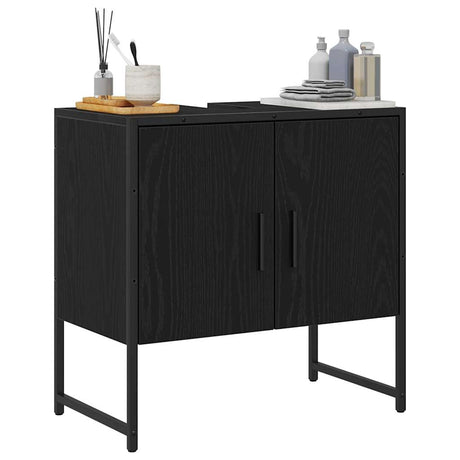 Vidaxl badkamertenk te kast zwart eiken 60 x 30 x 60 cm bewerkt hout