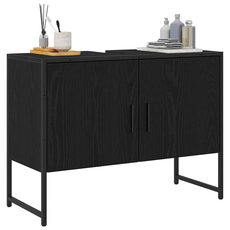 Vidaxl badkamertenk te kast zwart eiken 80 x 30 x 60 cm bewerkt hout