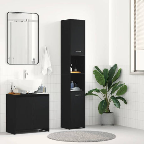 Vidaxl badkamerkast zwart eiken 30x30x183,5 cm bewerkt hout
