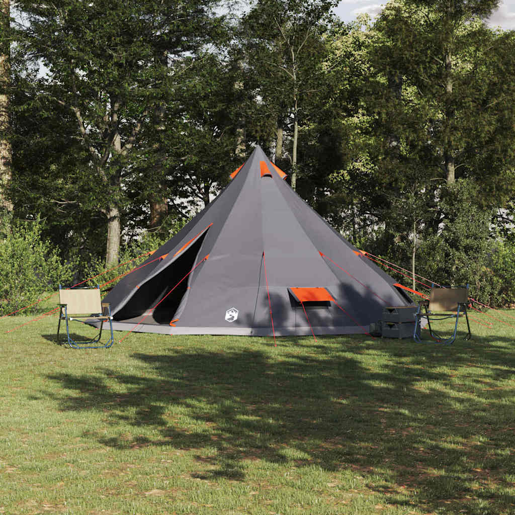 Vidaxl familie tipi tent tipi grijs en oranje 560 x 560 x 300 cm