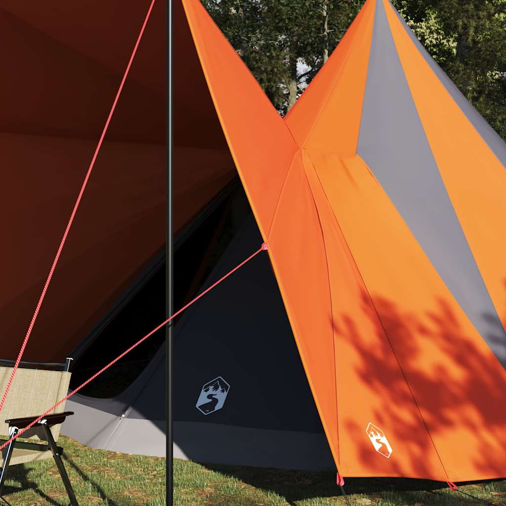 Vidaxl familie tipi tent tipi grijs en oranje 510 x 690 x 330 cm