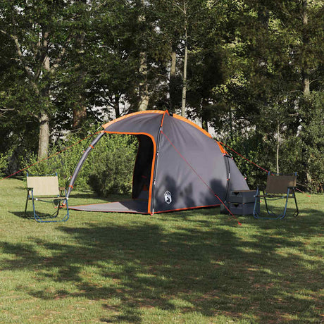 Vidaxl tent grijs en oranje 370 x 230 x 185 cm polyester en glasvezel