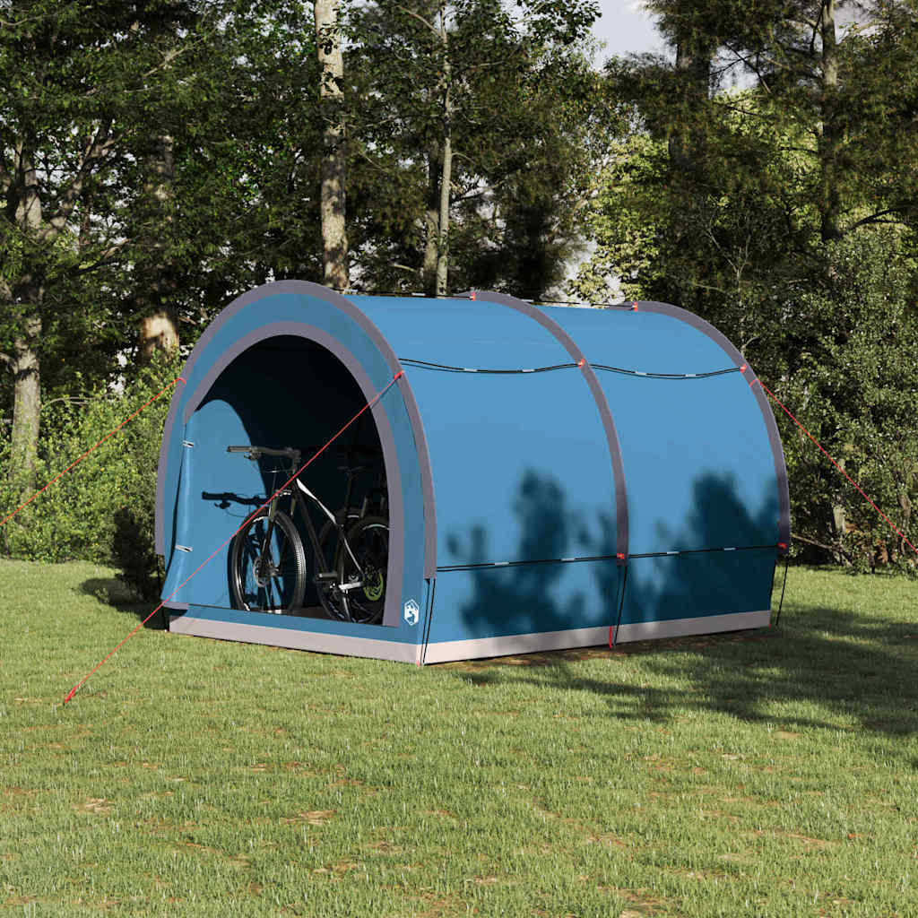 Vidaxl fietstent met dak met opslag blauw 256 x 222 x 182 cm