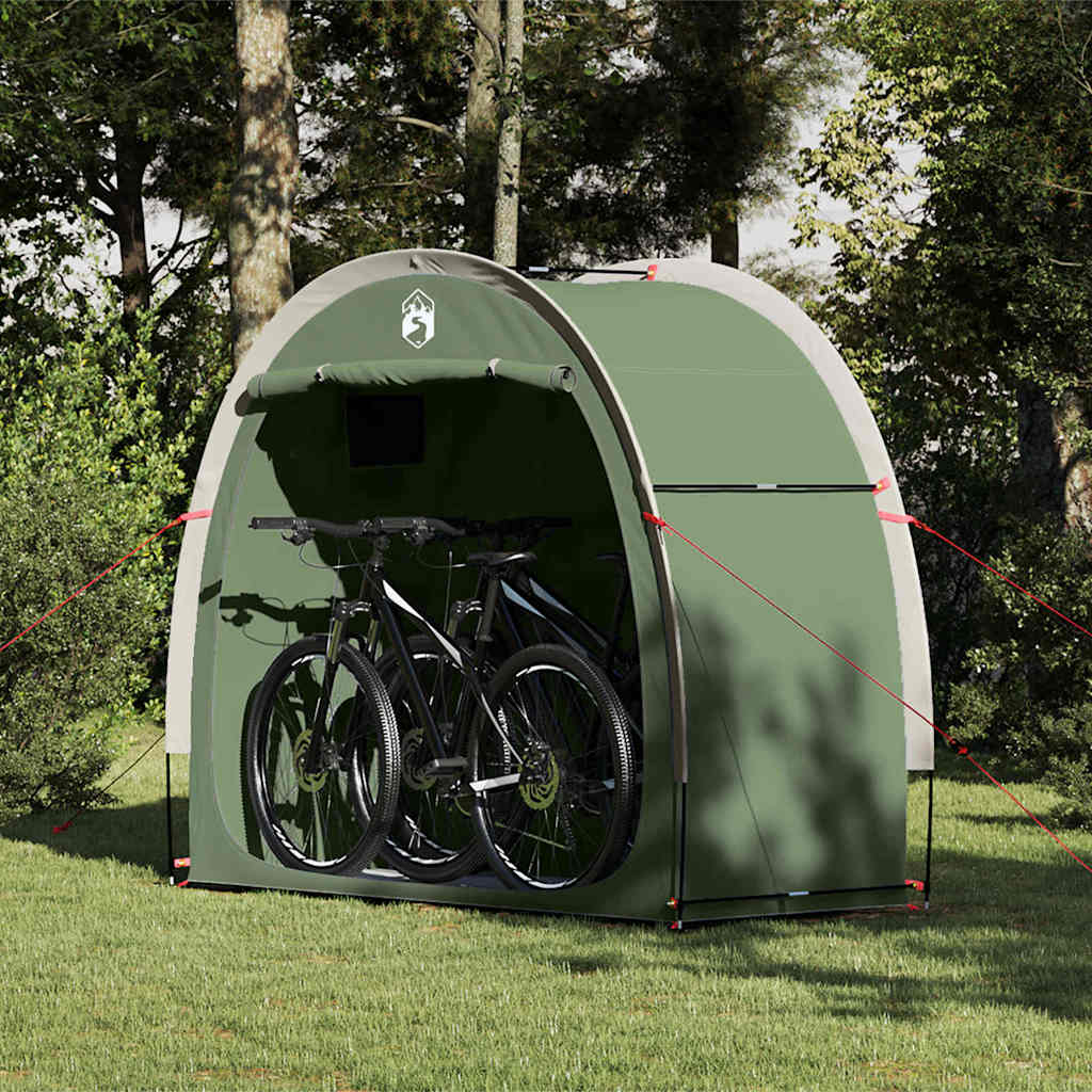 Vidaxl fietstent met dak met opslag groen 210 x 90 x 174 cm