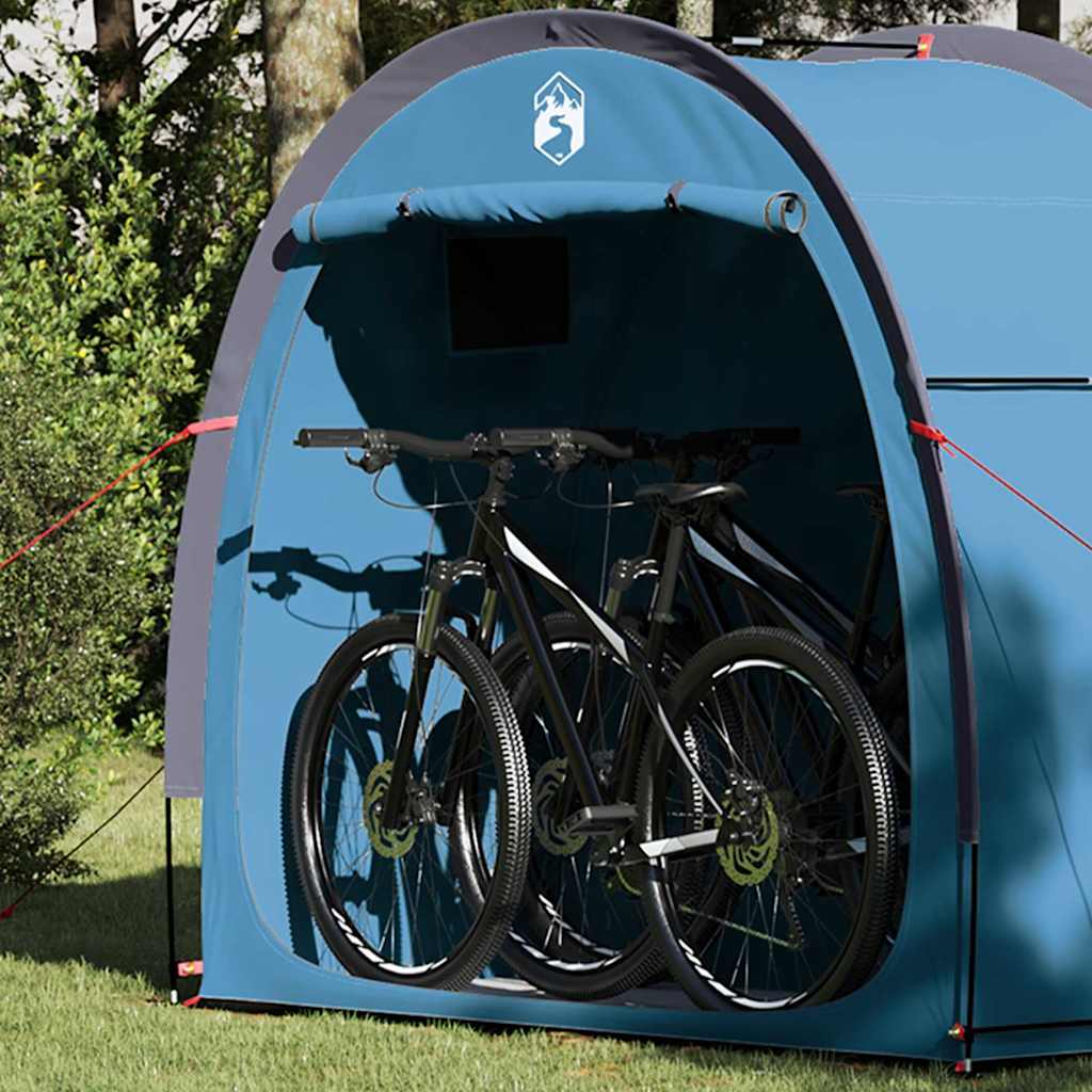 Vidaxl fietstent met dak met opslag blauw 210 x 90 x 174 cm