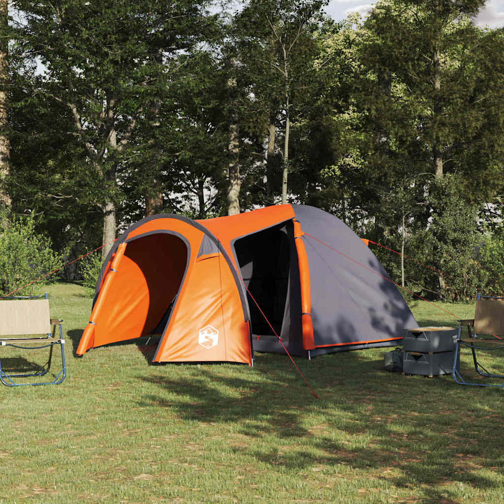 Vidaxl koepeltent koepel met dak grijs en oranje 384 x 254 x 170 cm