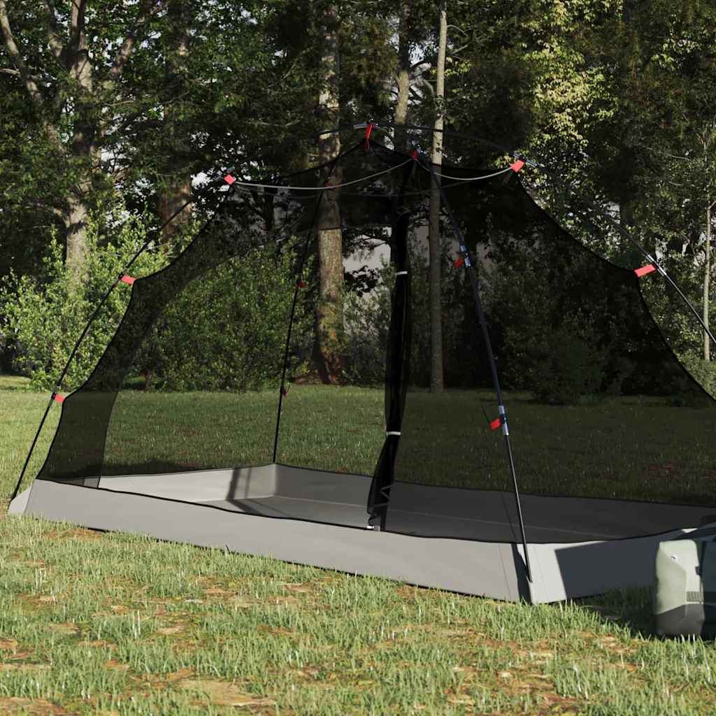 Vidaxl tent met dak met opslag grijs en zwart 236 x 108 x 120 cm