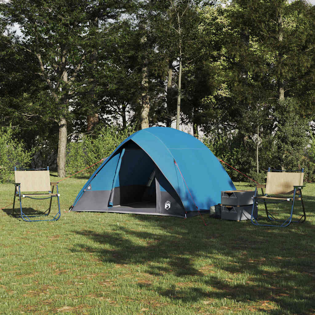 Vidaxl camping tent met dak met opslag blauw 320 x 275 x 190 cm taft