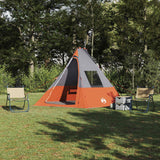 Vidaxl tipi tent met dak grijs en oranje 383 x 338 x 217 cm taft