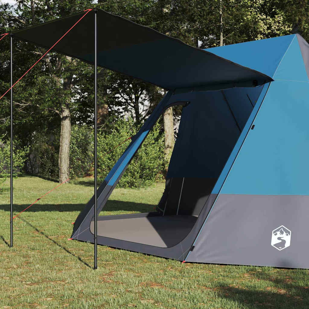 Vidaxl camping tent met dak met opslag blauw 482 x 360 x 227 cm taft