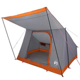 Vidaxl camping tent met dak grijs en oranje 223 x 163 x 130 cm taft