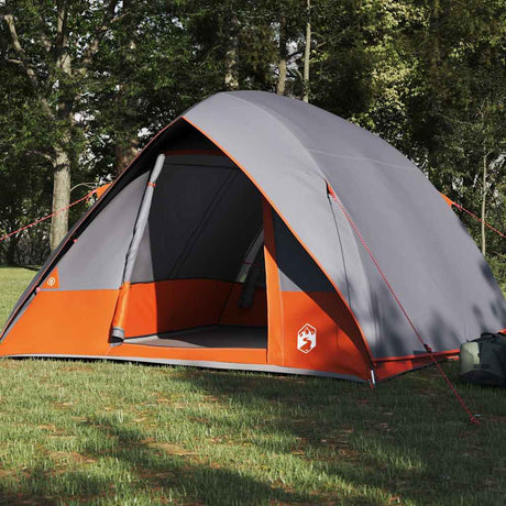 Vidaxl camping tent met dak grijs en oranje 275 x 230 x 140 cm taft